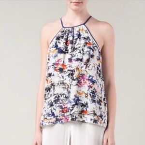 Parker Multicolor Abstract Halter Silk Top Size XS